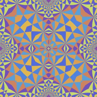 hyperbolic tiling, bold multicolor