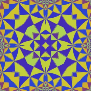 hyperbolic tiling, bold multicolor